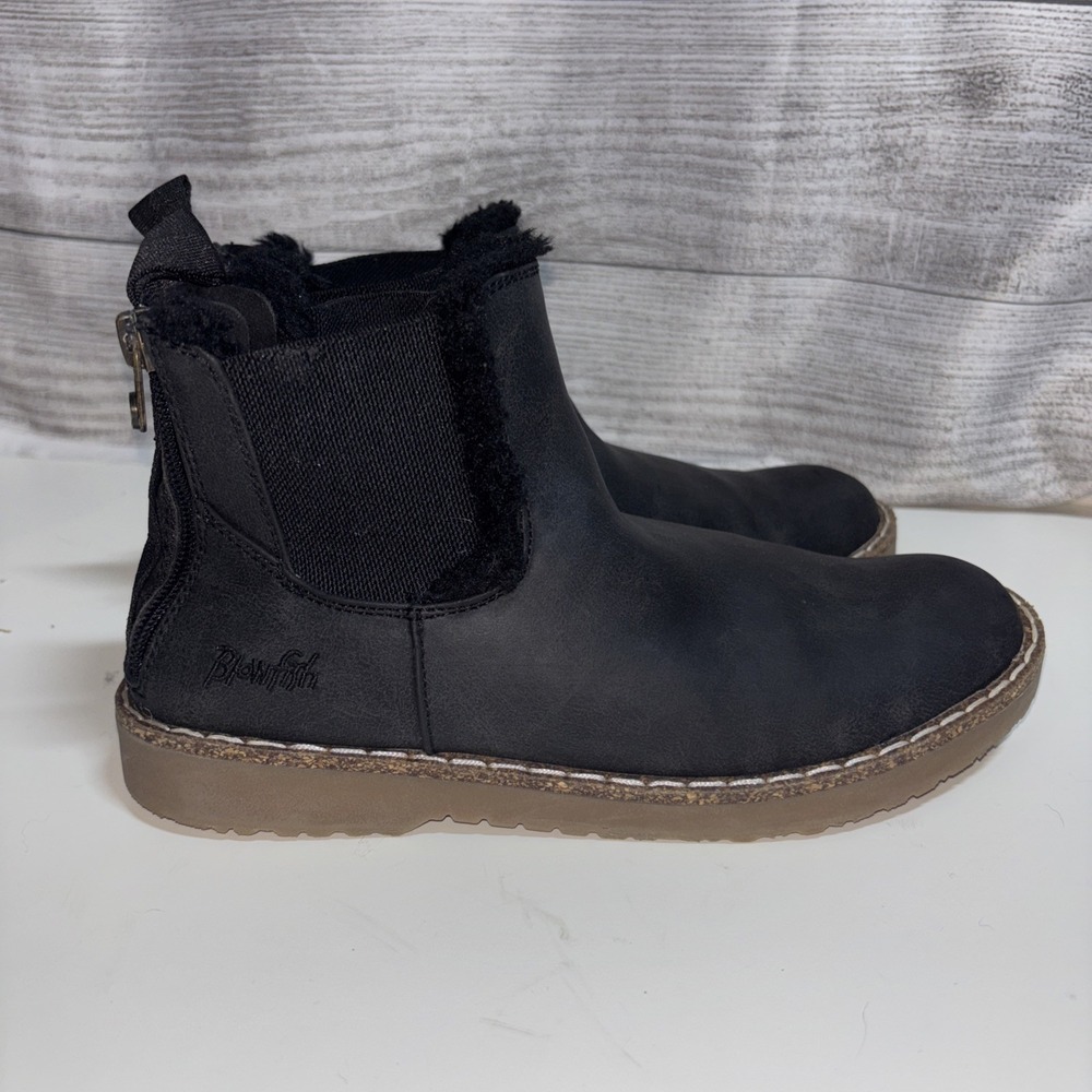 Blowfish Malibu‎ Women's 6 Black Chillin Shearling Faux Fur Ankle Boot